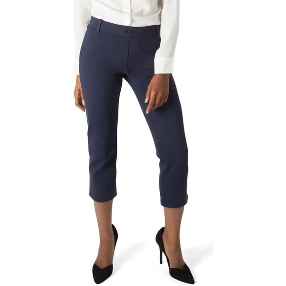 BETABRAND Women's Dress Pull On Pants Cropped Leg Size Large Navy Blue - Picture 2 of 14